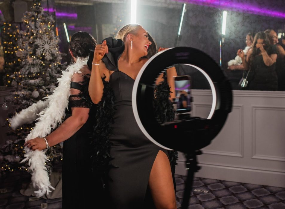 Party, Corporate Pretty ladies enjoying getting their photos taken at an event by the 360